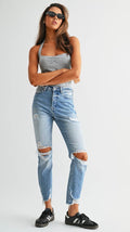 HIGH RISE SLIM STRAIGHT LEG ANKLE LENGTH