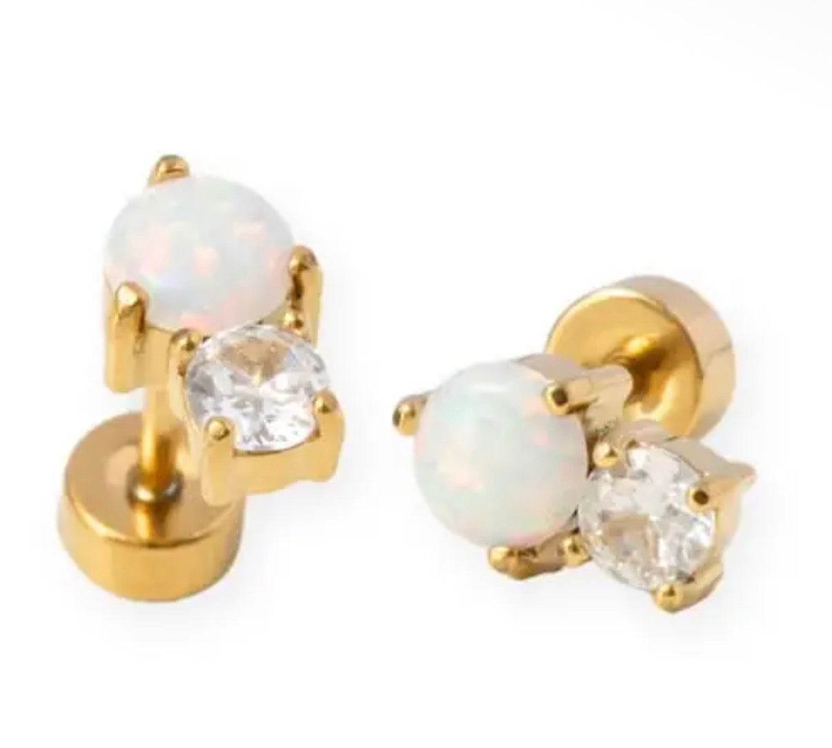 Opal dual stud earring