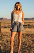 Checkered Ruffle Hem Shorts