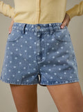 High Waist Polka Dot Denim Shorts
