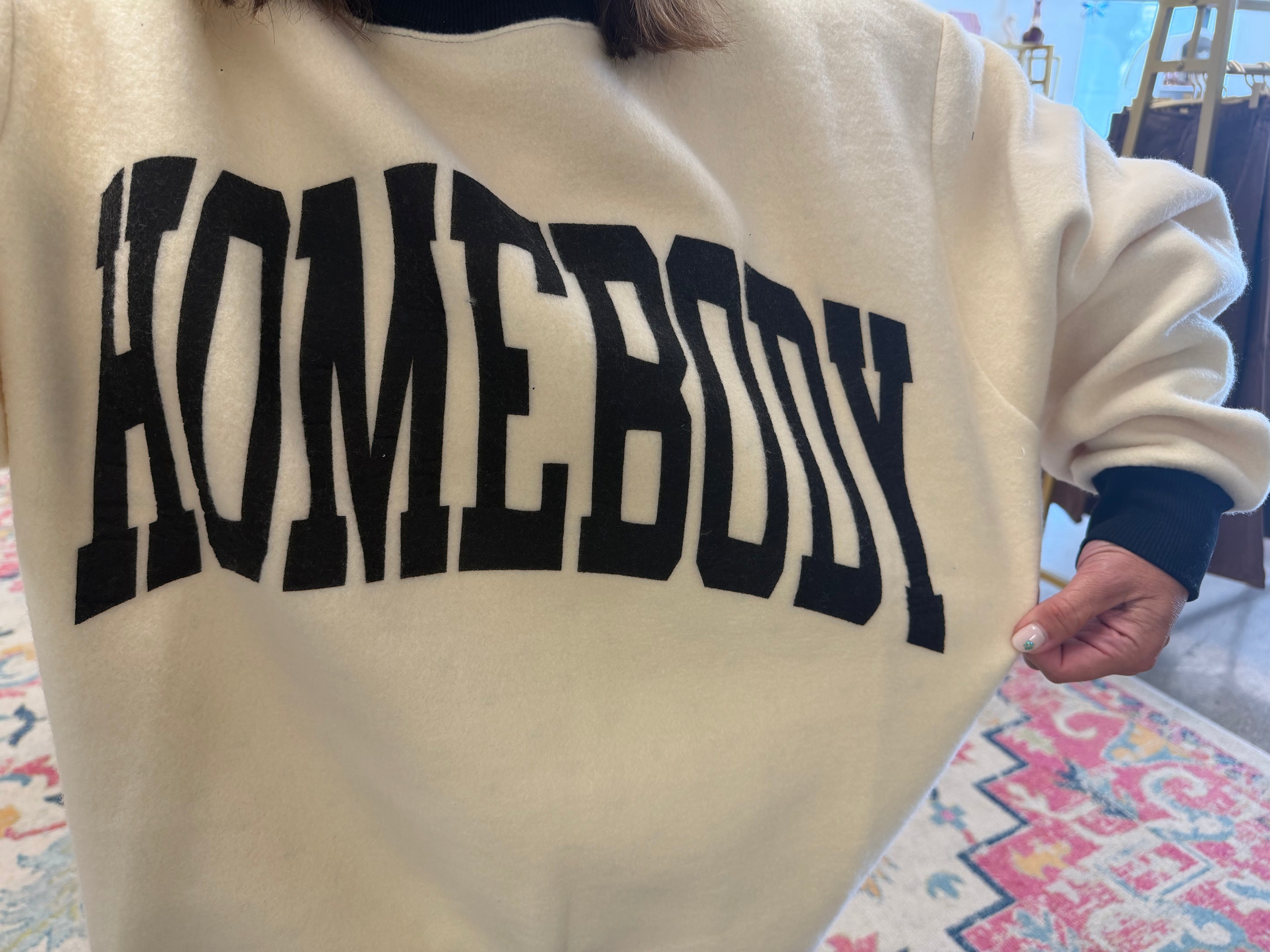 Reversible polka dot/homebody sweatshirt
