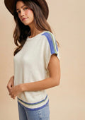 Stripe color block dolman sleeve