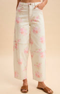 Floral printed barrel pants