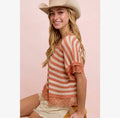 Striped lace knit top