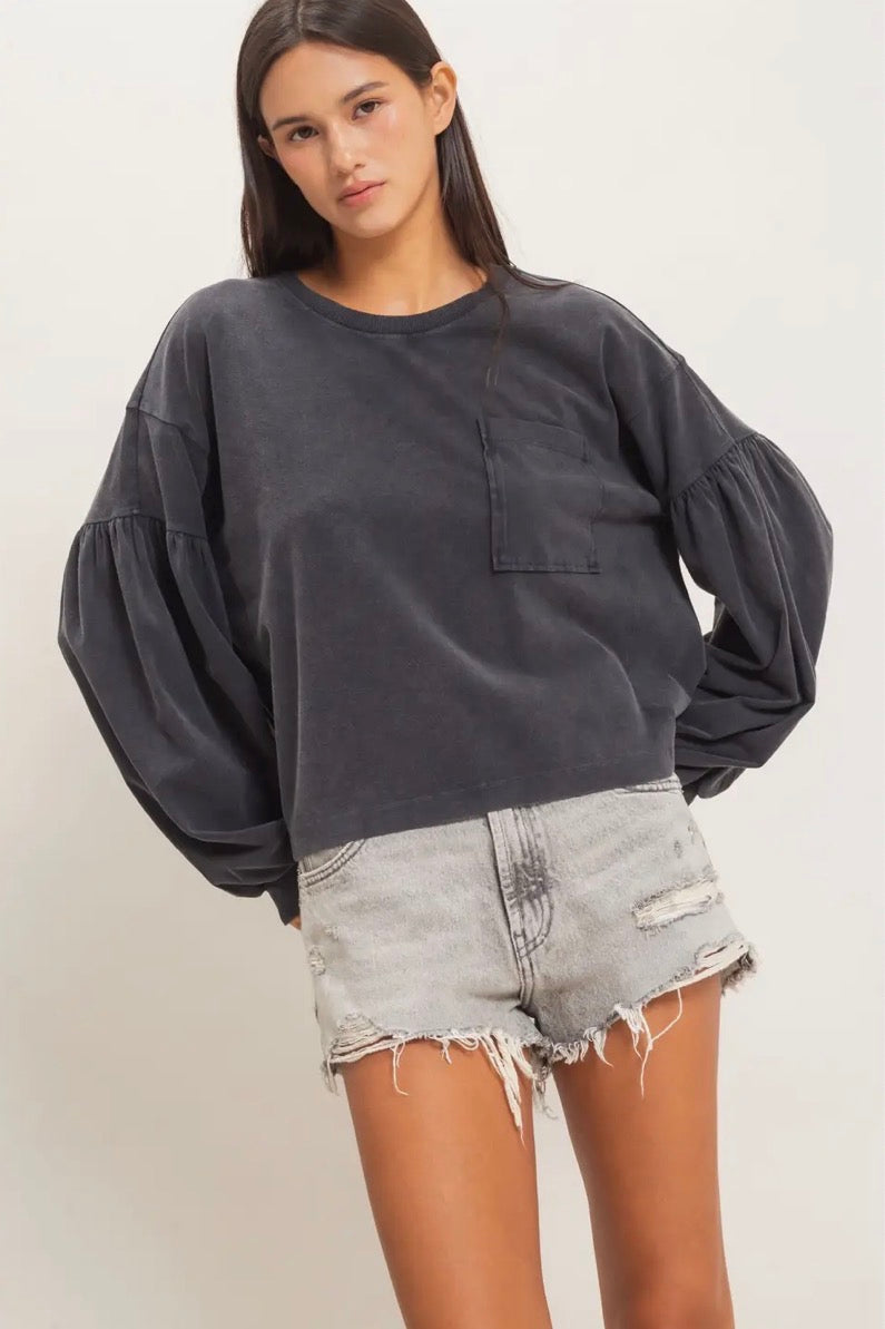 Mineral Wash Puff Long Sleeve