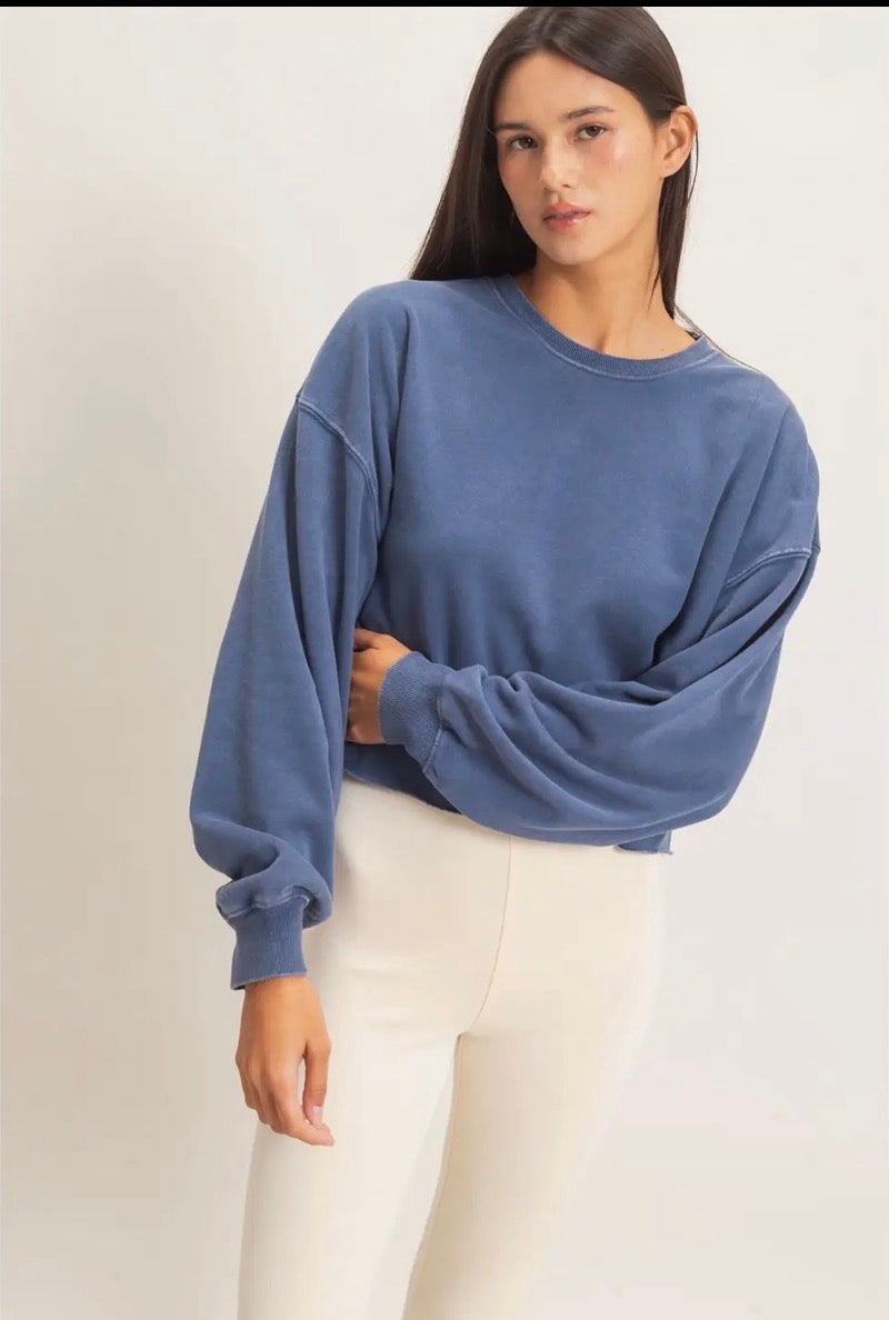 Raw hem cropped sweatshirt