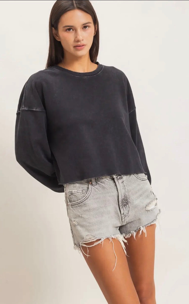 Raw hem cropped sweatshirt