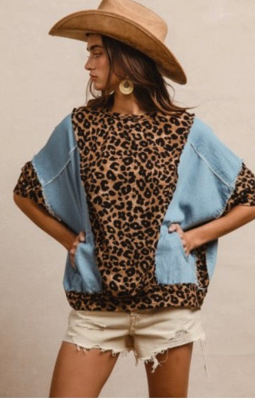 DENIM LEOPARD SHIRT