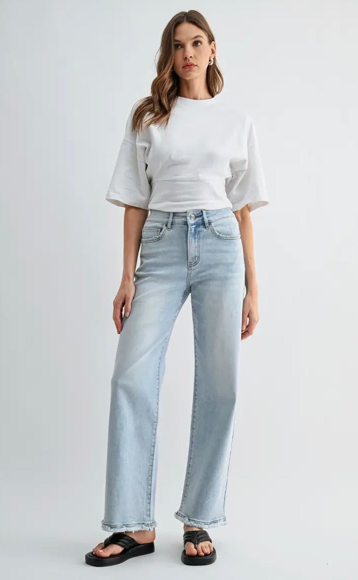 HIGH RISE WIDE LEG RAW HEM