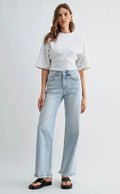 HIGH RISE WIDE LEG RAW HEM
