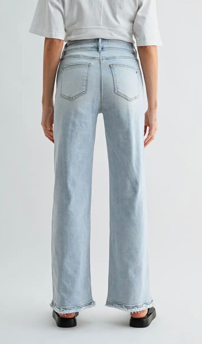 HIGH RISE WIDE LEG RAW HEM