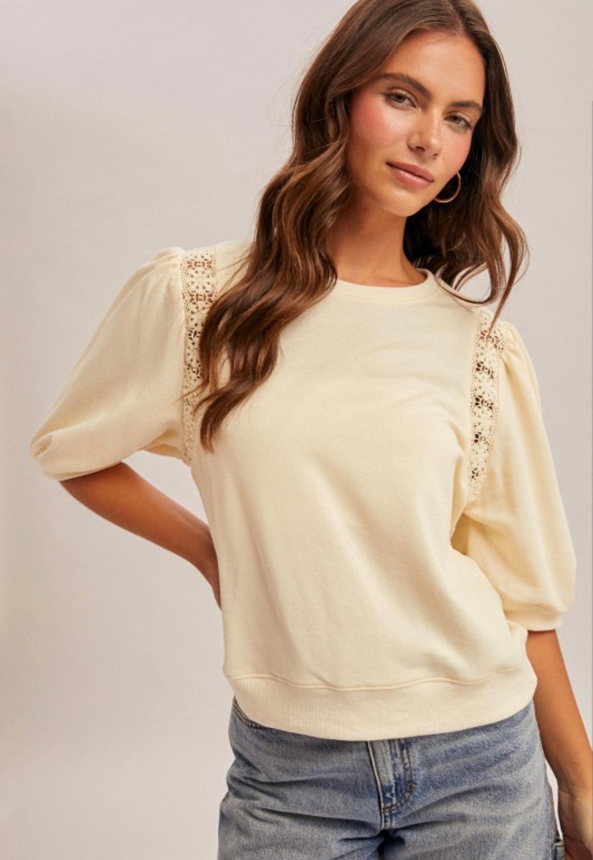 Lace Terry Half Sleeve Top