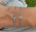 Crystal Cross Silver Slider Bracelet