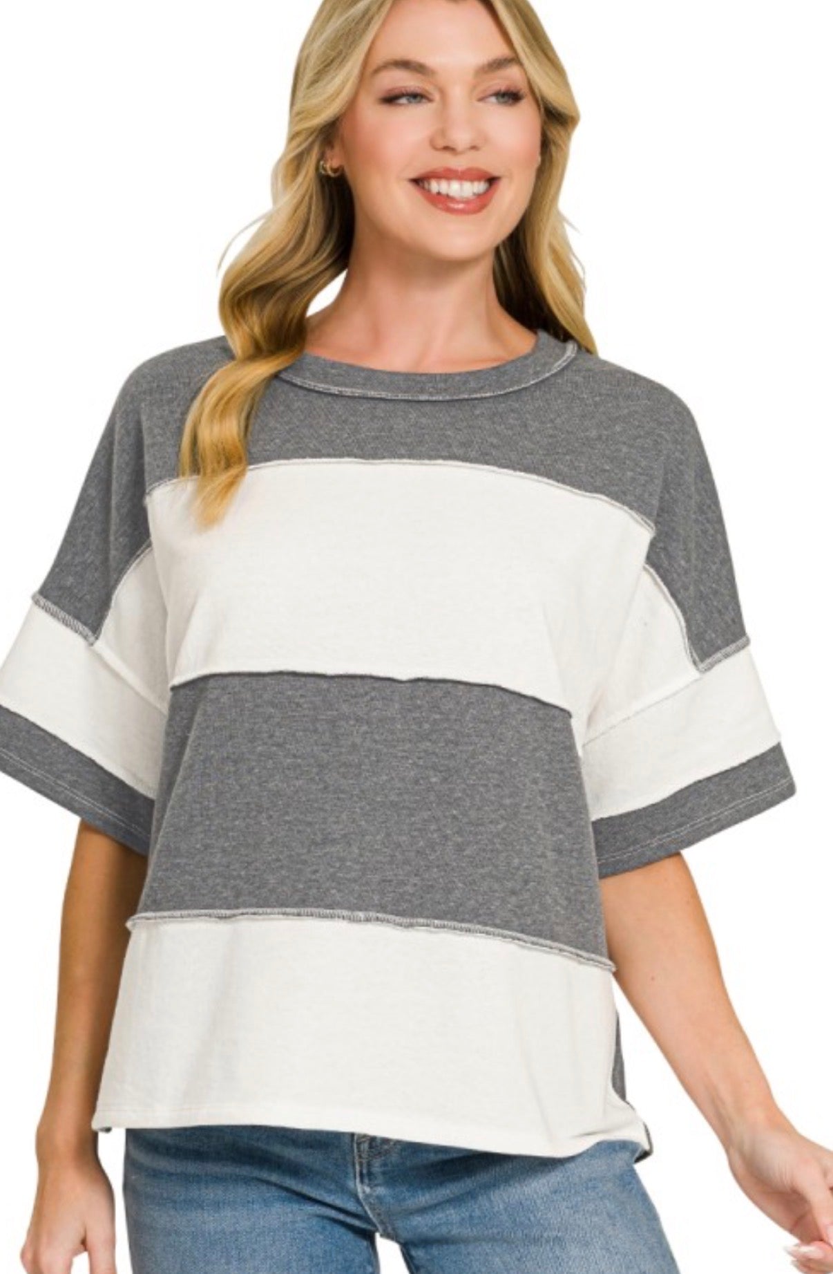 Exposed Seam Top- Charcoal